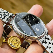 Load image into Gallery viewer, Tissot T Classic Carson Premium Powermatic 80 Black Dial Silver Steel Strap Watch For Men - T122.407.11.051.00