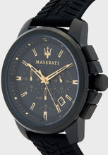 Load image into Gallery viewer, Maserati Successo Black Dial Black Rubber Strap Watch For Men - R8871621011