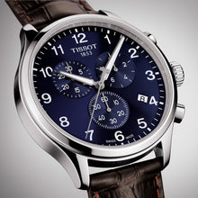 Load image into Gallery viewer, Tissot Chrono XL Classic Blue Dial Brown Leather Strap Watch For Men - T116.617.16.047.00