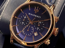 Load image into Gallery viewer, Maserati Epoca Blue Dial Leather Blue Strap Watch For Men - R8871618007