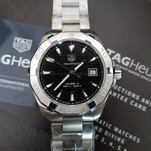 Load image into Gallery viewer, Tag Heuer Aquaracer Automatic Black Dial Silver Steel Strap Watch for Men - WAY2110.BA0928