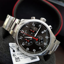 Load image into Gallery viewer, Tissot Chrono XL Quartz Asian Games Edition Black Dial Silver Steel Strap Watch For Men -  T116.617.11.057.02