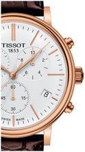 Load image into Gallery viewer, Tissot Carson Premium Chronograph White Dial Brown Leather Strap Watch For Men - T122.417.36.011.00