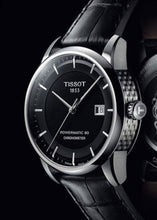 Load image into Gallery viewer, Tissot T Classic Luxury Powermatic 80 Black Dial Black Leather Strap Watch For Men - T086.408.16.051.00