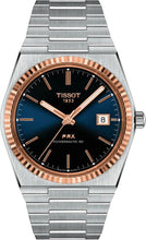 Load image into Gallery viewer, Tissot PRX Powermatic 80 Automatic 18K Gold Blue Dial Silver Steel Strap Watch for Men - T931.407.41.041.00