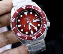 Load image into Gallery viewer, Seiko 5 Sports Mechanical Limited Edition Red Dial Silver Steel Strap Watch For Men - SRPK63K1