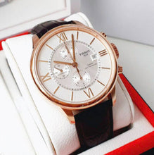 Load image into Gallery viewer, Tissot Des Tourelles Chronograph Silver Dial Brown Leather Strap Watch For Men - T099.427.36.038.00
