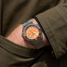 Load image into Gallery viewer, Seiko 5 Sports GMT Automatic Orange Dial Silver Steel Strap Watch For Men - SSK005K1