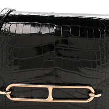 Load image into Gallery viewer, Shiny Alligator Mini Sac Roulis Black