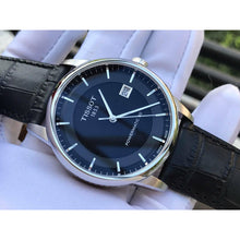 Load image into Gallery viewer, Tissot T Classic Luxury Powermatic 80 Black Dial Black Leather Strap Watch For Men - T086.408.16.051.00