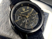 Load image into Gallery viewer, Maserati Successo Black Dial Black Rubber Strap Watch For Men - R8871621011