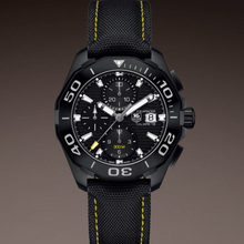 Load image into Gallery viewer, Tag Heuer Aquaracer Chronograph PVD Black Dial Black Nylon Strap Watch for Men - CAY218A.FC6361