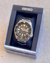 Load image into Gallery viewer, Seiko 5 Sports Automatic Day Date Black Dial Silver Steel Strap Watch for Men - SRPD55K1