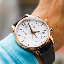 Load image into Gallery viewer, Tissot T Classic Tradition Chronograph White Dial Brown Leather Strap Watch For Men - T063.617.36.037.00