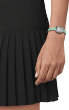 Load image into Gallery viewer, Tissot T Lady Lovely Square Silver Dial Light Green Leather Strap Watch for Women - T058.109.16.031.01