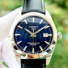 Load image into Gallery viewer, Tissot Gentleman Powermatic 80 Silicium Blue Dial Black Leather Strap Watch For Men - T127.407.16.041.01
