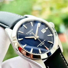 Load image into Gallery viewer, Tissot Gentleman Powermatic 80 Silicium Blue Dial Black Leather Strap Watch For Men - T127.407.16.041.01