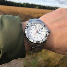 Load image into Gallery viewer, Tag Heuer Aquaracer Quartz White Dial Silver Steel Strap Watch for Men - WBD1111.BA0928
