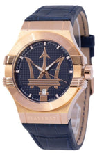 Load image into Gallery viewer, Maserati Potenza 42mm Rose Gold &amp; Blue Dial Blue Leather Strap Watch For Men - R8851108027