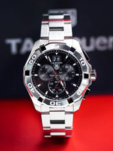 Load image into Gallery viewer, Tag Heuer Aquaracer Chronograph Black Dial Silver Steel Strap Watch for Men - CAY1110.BA0927