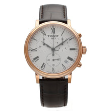 Load image into Gallery viewer, Tissot Carson Premium Chronograph Silver Dial Brown Leather Strap Watch For Men - T122.417.36.033.00
