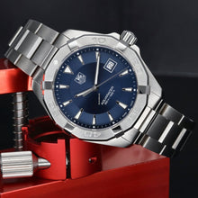 Load image into Gallery viewer, Tag Heuer Aquaracer Quartz Blue Dial Silver Steel Strap Watch for Men - WAY1112.BA0928