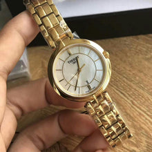 Load image into Gallery viewer, Tissot Flamingo Mother of Pearl White Dial Gold Steel Strap Watch For Women - T094.210.33.111.00