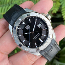 Load image into Gallery viewer, Tag Heuer Aquaracer Quartz Black Dial Black Rubber Strap Watch for Men - WAY1110.FT8021