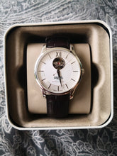 Load image into Gallery viewer, Tissot T Classic Tradition Powermatic 80 Open Heart Silver Dial Brown Leather Strap Watch for Men - T063.907.16.038.00