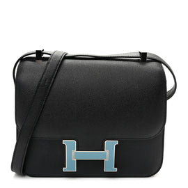 Epsom Enamel Constance 24 Black Bleu Saint Cyr