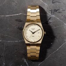 Load image into Gallery viewer, Tissot PRX Champagne Yellow Gold Dial Gold Steel Strap Watch for Men - T137.410.33.021.00