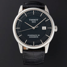 Load image into Gallery viewer, Tissot T Classic Luxury Powermatic 80 Black Dial Black Leather Strap Watch For Men - T086.408.16.051.00