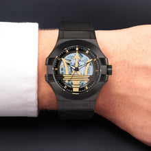 Load image into Gallery viewer, Maserati Potenza Automatic Black Dial Black Leather Strap Watch For Men - R8821108036