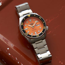 Load image into Gallery viewer, Seiko 5 Sports Automatic Orange Dial Silver Steel Strap Watch For Men - SRPD59K1
