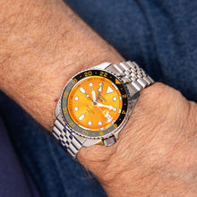 Load image into Gallery viewer, Seiko 5 Sports Automatic Orange Dial Silver Steel Strap Watch For Men - SRPD59K1