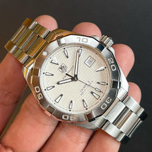 Load image into Gallery viewer, Tag Heuer Aquaracer Automatic White Dial Silver Steel Strap Watch for Men - WAY2111.BA0928
