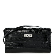 Load image into Gallery viewer, Shiny Alligator Kelly Wallet To Go Black