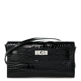 Shiny Alligator Kelly Wallet To Go Black