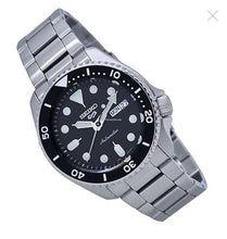 Load image into Gallery viewer, Seiko 5 Sports Automatic Day Date Black Dial Silver Steel Strap Watch for Men - SRPD55K1