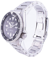 Load image into Gallery viewer, Seiko 5 Sports Automatic Day Date Black Dial Silver Steel Strap Watch for Men - SRPD55K1