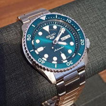Load image into Gallery viewer, Seiko 5 Sports Automatic Green Dial Silver Steel Strap Watch For Men - SRPD61K1
