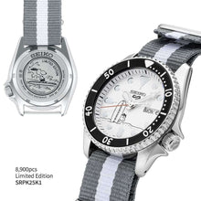 Load image into Gallery viewer, Seiko 5 Sports x Peanuts Surfboard Snoopy Limited Edition White Dial Two Tone NATO Strap Watch For Men - SRPK25K1