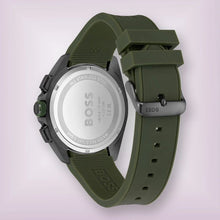 Load image into Gallery viewer, Hugo Boss Volane Chronograph Grey Dial Green Rubber Strap Watch For Men - 1513952
