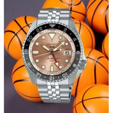 Load image into Gallery viewer, Seiko 5 Sports GMT Thong Sia Limited Edition Brown Dial Silver Steel Strap Watch for Men - SSK043K1