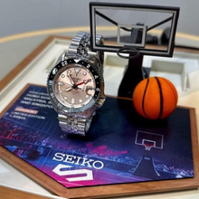 Load image into Gallery viewer, Seiko 5 Sports GMT Thong Sia Limited Edition Brown Dial Silver Steel Strap Watch for Men - SSK043K1