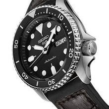 Load image into Gallery viewer, Seiko 5 Sports SKX Automatic Black Dial Black Leather Strap Watch for Men - SRPD55K2