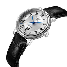 Load image into Gallery viewer, Tissot Carson Premium Automatic Lady Silver Dial Black Leather Strap Watch for Women - T122.207.16.033.00