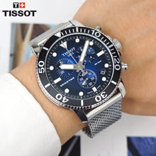 Load image into Gallery viewer, Tissot Seastar 1000 Chronograph Blue Dial Silver Mesh Bracelet Watch For Men - T120.417.11.041.02