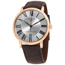 Load image into Gallery viewer, Tissot Carson Premium Powermatic 80 Silver Dial Brown Leather Strap Watch For Men - T122.407.36.033.00
