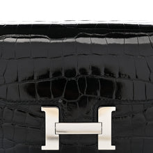 Load image into Gallery viewer, Shiny Alligator Constance Short Wallet Black